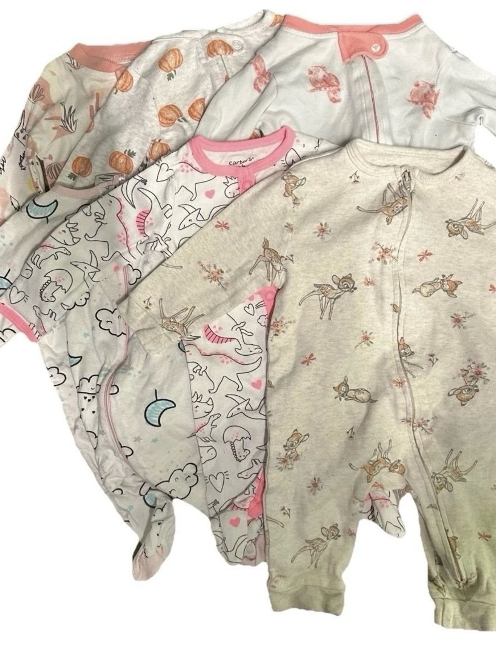 Lot Of 6 Baby Girl Footie Pajamas Size Newborn